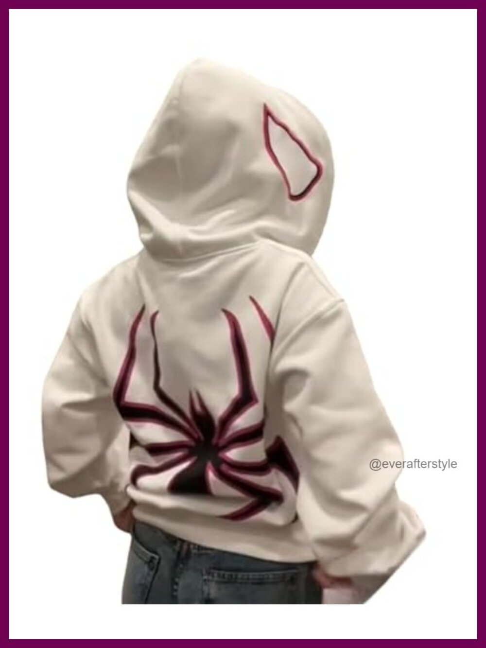 Zip Up Oversized Hoodie Spider Graphic Full Zip Sweatshirt Grunge Streetwear